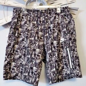 Nike Doodle Camo Board Shorts Size 34 w/ Drawstring & Zip Pocket
